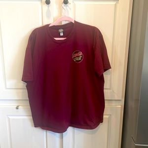 santa cruz t shirt, size xlarge, color maroon, never worn